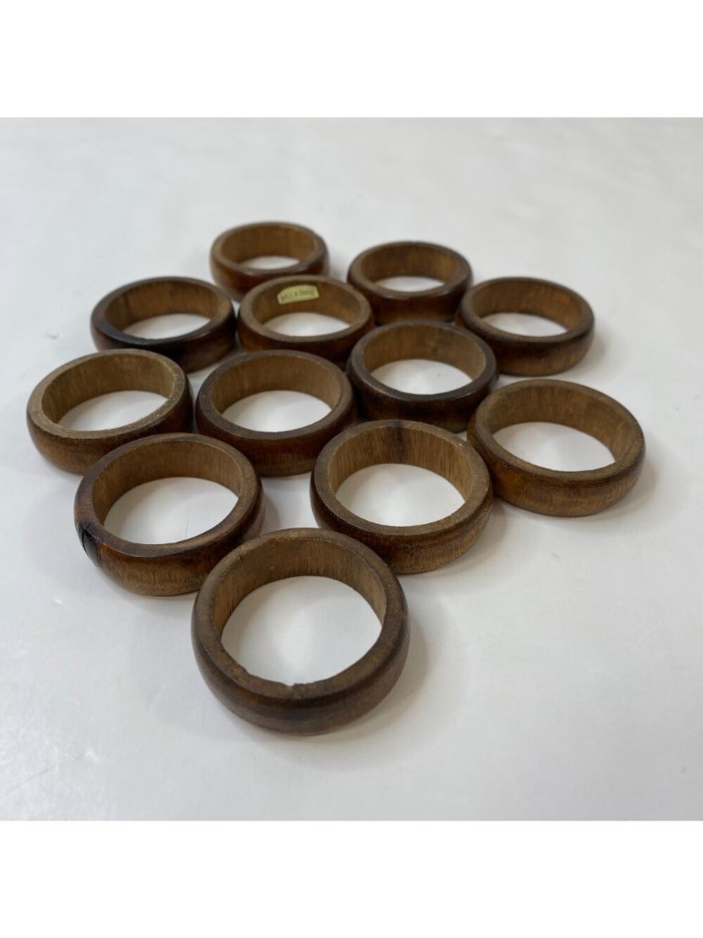 Set 12 Handcrafted 1" Diameter Wooden Napkin Rings Rustic Charm Serve Ware - Picture 2 of 9